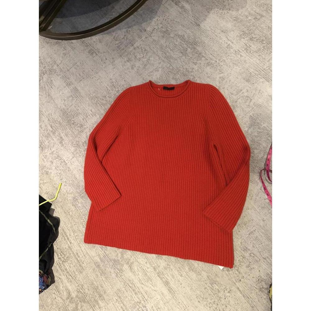 The Row Red Tabi Chunky 100% Cashmere Ribbed Sweater Medium